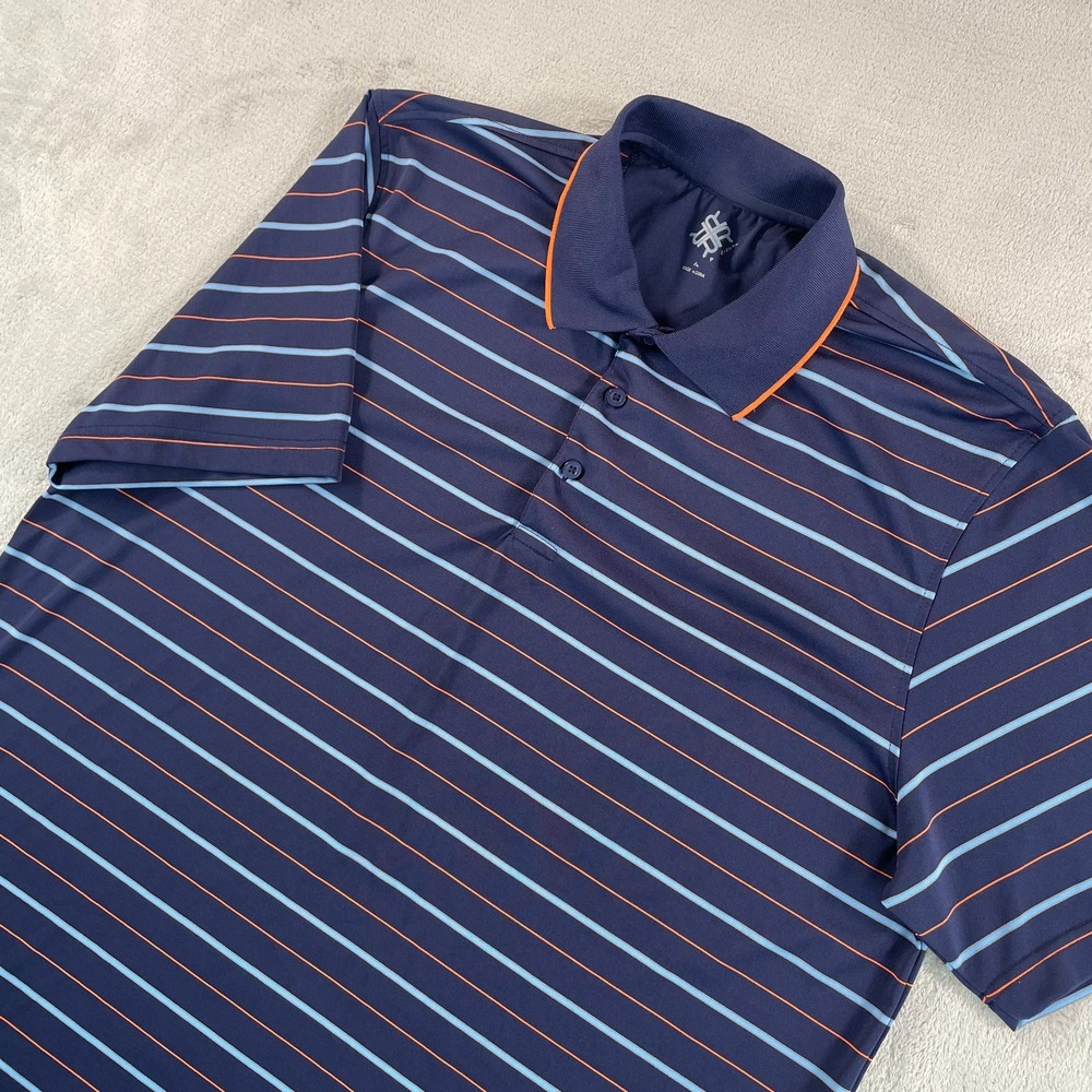 Banana Republic Performance Golf Polo Shirt Men XL Blue Striped Short Sleev NWOT